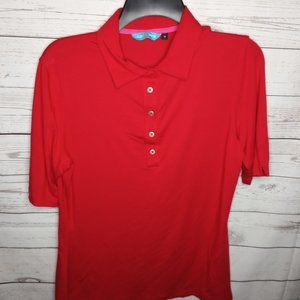 LIZZIE DRIVER WOMEN'S SZ MEDIUM RED GOLF TOP